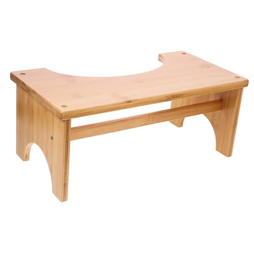 DECORNIJIA 竹製防滑マット付きトイレ踏み台 妊婦 対応コンパクトバスルームスツール 滑り止め底面 軽量携帯可能 多機能足置き台