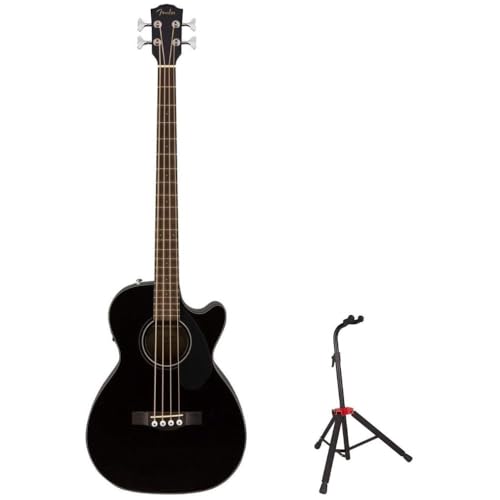 Fender Acoustic Bass Guitar 4-String Fishman Bundle with Fender Guitar Stand Height-Adjustable with Sturdy Metal