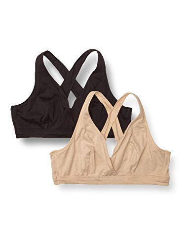 Playtex Women's Nursing Sleep Bra, 2-Pack, Nude Heather/Black, X Large