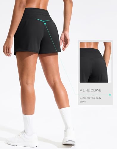 Soothfeel Women's Athletic Running Shorts with Pockets 3.5" Quick Dry High Waisted Workout Active Gym Shorts for Women3