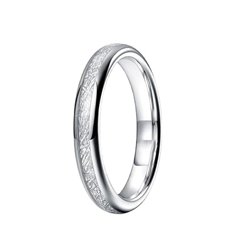 Bague mariage tungstène homme 4mm météorite argent anneau taille 61.5