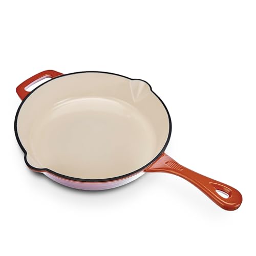 GSW 716314 Poêle Shadow avec poignée opposée et 2 becs verseurs s. Couvercle, en Fonte, Orange/crème - ⌀26 cm