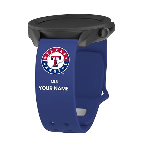 Game Time Texas Rangers HD Custom Name Watch Band Compatible with Samsung Galaxy Watch and more (20mm Long Blue)