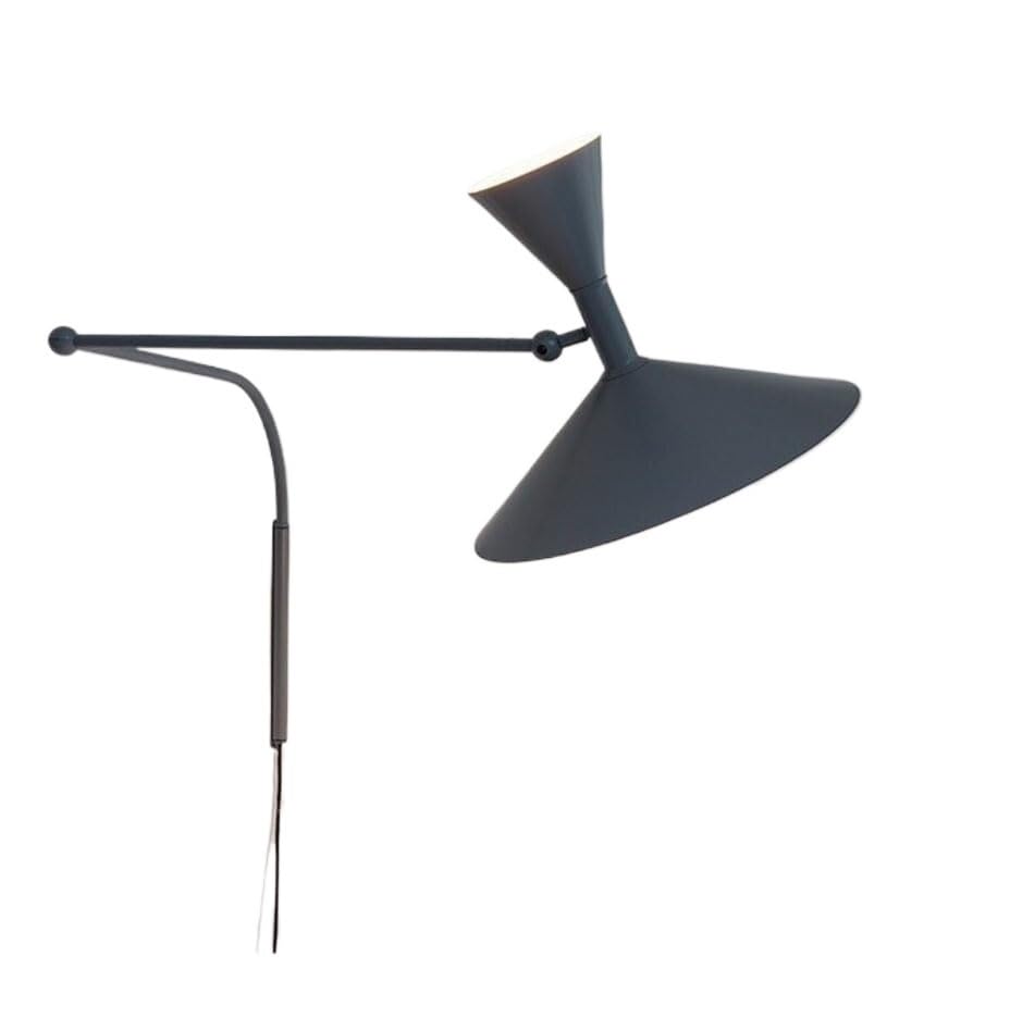 HYHDDM Applique da parete industriale con spina - Lampada da lettura vintage regolabile con braccio girevole, attacco E14 for camera da letto, soggiorno, ufficio(Svart)