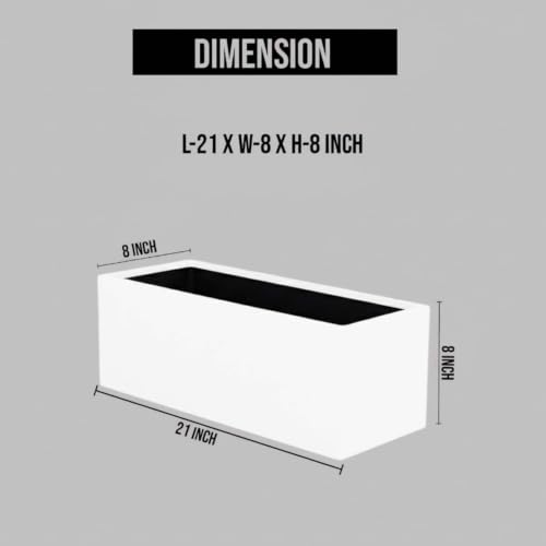 Image of Amazon Brand - Umi Recta R (21X8) Inch Rectangle Pots for Planter & Flowers Big Size Gamla - Lightweight, Durable Outdoor & Indoor Planters, Perfect for Balcony & Terrace Gardens (White)