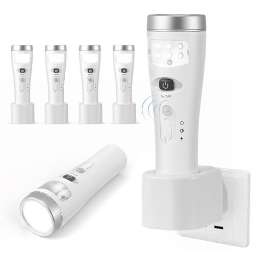 Plug in Motion Sensor Night Light 4 in 1 Automatic Power Failure Light Emergency Light Portable LED Torch Wireless Induction Charging Plug in Night Light for Hallway Stairs Bedroom 4 Pack