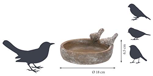 dobar® Classic Bird Bath Pool Oasis - Bird Bath Made of Cement - Bird Pool for Wild Birds - Water Bath for Garden/Patio/Balcony - Diameter 18 cm - Grey