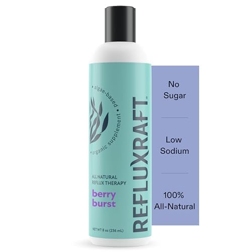 RefluxRaft Acid Reflux Therapy with Organic Alginate, Pregnancy Safe, Fast & Long-Lasting GERD & LPR Support, Zero Sugar, Gluten-Free, Low Sodium, Berry Burst, 47 Gel Servings, 8 OZ Bottle