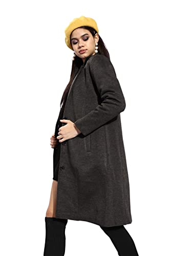 Image of Style Quotient Women Green Solid Trench Coat