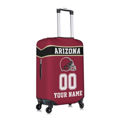 Image of Custom Arizona Luggage Cover Personalized Football Style Suitcase Cover with Name Number Customized Washable Elastic Sports Travel Suitcase Protector for Business Vacation Gifts