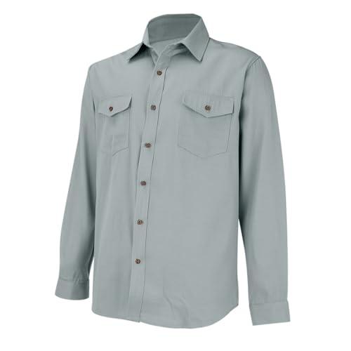 Men's Regular Fit Denim Button Down Shirts Casual Chambray Long Sleeve Lightweight Tops Casual Spread Collar 5