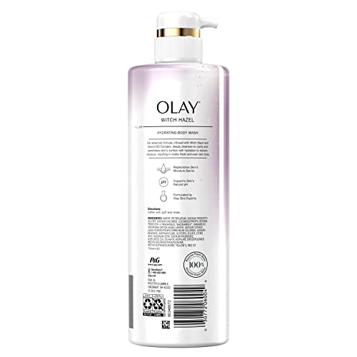 Olay Moisturizing Body Wash for Women with Witch Hazel and Vitamin B3, 20 fl oz (Pack of 4)