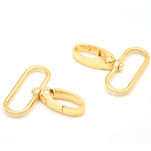 15 Pcs Oval Ring Lobster Clasp Claw Push Gate Trigger Clasps Swivel Snap Hooks for Leather Craft Straps Lanyard Ribbons (Gold,1-1/2 inch)