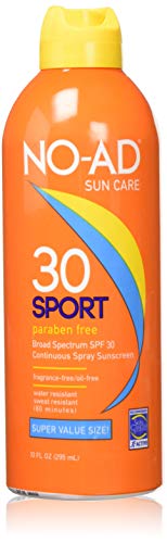NO-AD Sport Continuous Spray Sunscreen, SPF 30 10 oz (Pack of 3)