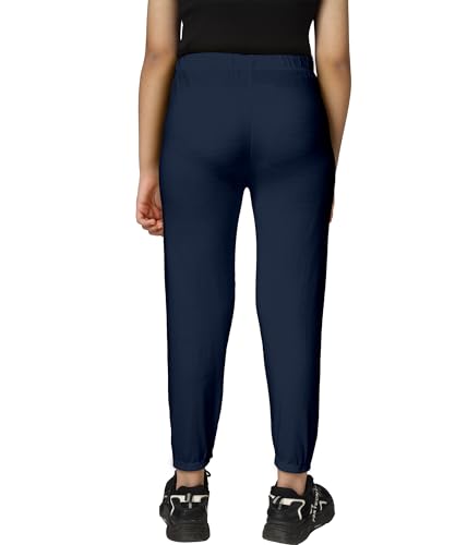 Image of KYDA KIDS Girls Mid Rise 100% Pure Cotton Track Pants | Regular Fit Elastic Waist Casual Wear | Soft Comfortable Kids Trousers (Pack of 2)