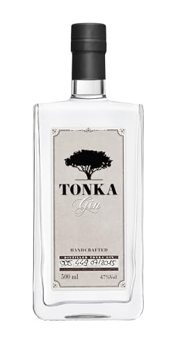 Tonka Gin Handcrafted I 500 ml I 47% vol. I Noten von Vanille Bittermandelöl und würziger Heublume I Vegan