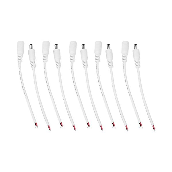 5.5×2.1mm Power Jack 5.5×2.1mm Male Female Connector Hoog rendement voor LED Strip Light(white)