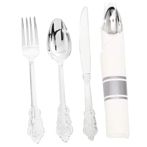 Cabilock 2-piece Gold-plated Party Cutlery Set Spoon Fork Kit Disposable Dinnerware for Wedding Banquet Festival