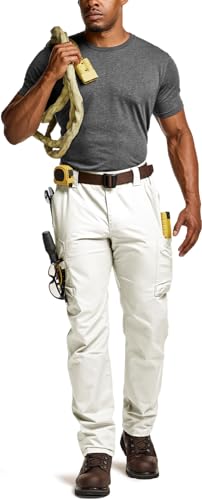 Image of CQR Men's Quick Dry Work Pants, Water Resistant Outdoor Tactical Pants, Lightweight Stretch Cargo Hiking Pants