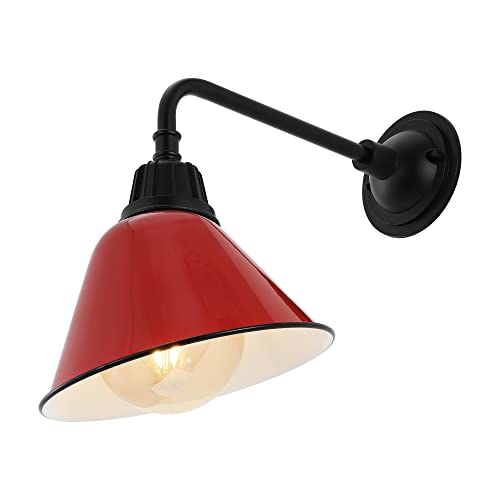Image of JONATHAN Y Croydon 1-Light Gooseneck Barn Sconce 9.63 inch, Red