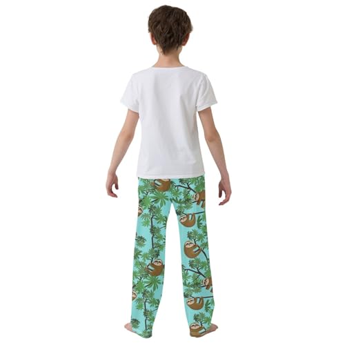ZZXXB Cute Jungle Sloths Boys Long Pants Soft Trousers Elastic Waist Kids Lounge Bottoms with Pockets S-XL3