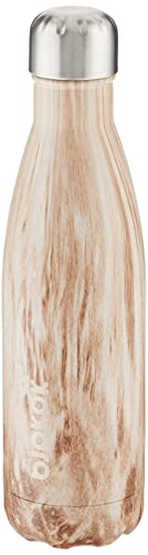 Image of BJPKPK 17 oz Stainless Steel Insulated Water Bottle Cola Shape Big Water Bottles for Travel,Wood Yellow Gray