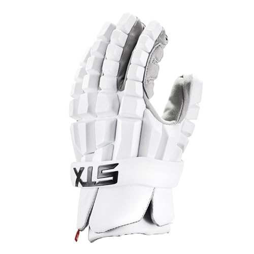 STX LZR Lacrosse Gloves, Small, White, Pair