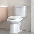 Round Two-Piece Toilet with ADA Comfort Height, High-Efficiency Flush, Soft-Closing Seat, Universal 12" Rough-In, Contemporary White Design