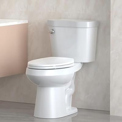 Round Two-Piece Toilet with ADA Comfort Height, High-Efficiency Flush, Soft-Closing Seat, Universal 12" Rough-In, Contemporary White Design