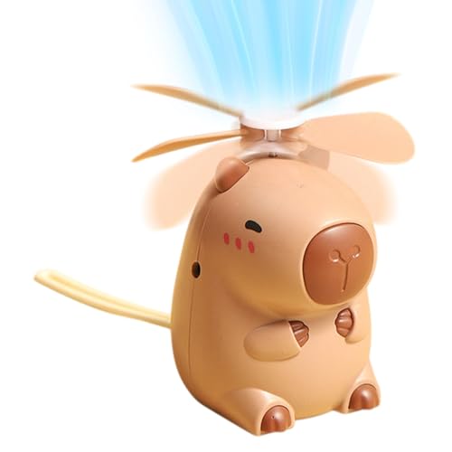 Ventilador portátil de mano, ventilador personal recargable por USB, bonito ventilador eléctrico de refrigeración, ventilador de viaje ligero y compacto, ventilador de refrigeración Capybara