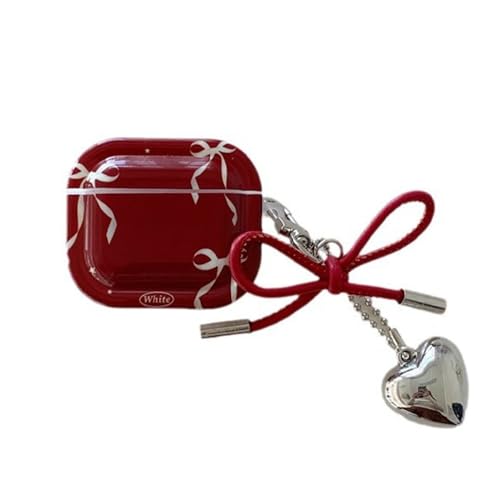 GULVQYF Custodia per auricolari Airpods 4 con portachiavi, elegante motivo a fiocco, resistente alle cadute, antiurto, cover morbida per auricolari per donna/ragazza (B)