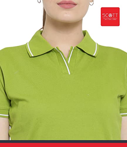 Image of Scott International Women's Regular Fit 100% Pure Organic Cotton Polo T-Shirt | Womens Polo Collar Neck T-Shirt | Cotton Plain Polo Neck Half Sleeve T-Shirt | Tshirts for Women