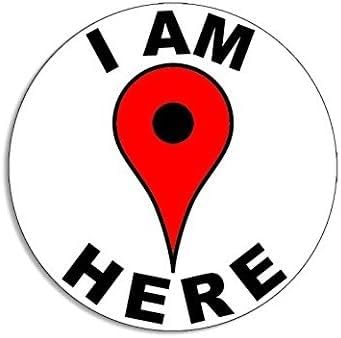 (x3) 3 inches Fridge Magnets | Round I Am Here Drop Pin Magnet (Decal Logo Location Travel rv)- Magnet Graphic Decal