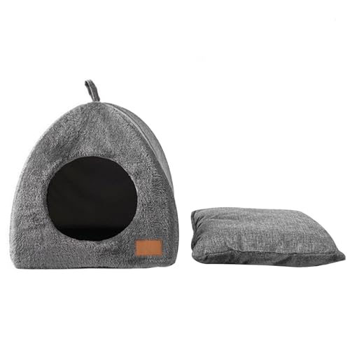 Chat cave pliable en forme de triangle avec coussin amovible lavable - 2
