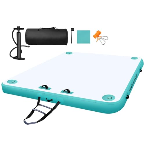 Bsteciar Plataforma Inflable Flotante, Bouee Piscina para 3-5 Personas,Colchón Inflable Piscina Muelle Flotante para Lago, Mar, Piscina Y Océano (Azul, 3M x 2M)