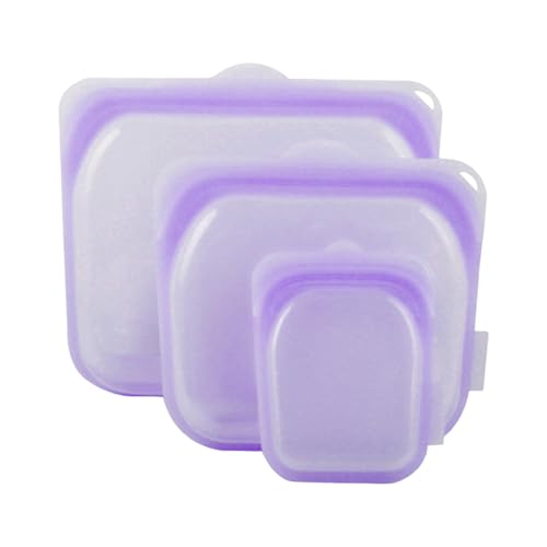 Bolsas de sellado a prueba de fugas, soportes para alimentos, paquete de 3 recipientes flexibles para viajes, picnic, cápsulas lavables con sello de presión, organizadores, transportadores multiusos