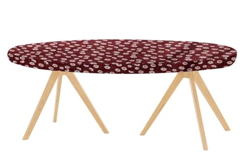 Image of The Furnishing Tree Elastic Oval Dining Table Cover WxL 36x48 in Inches Polyester Floral Pattern Red White