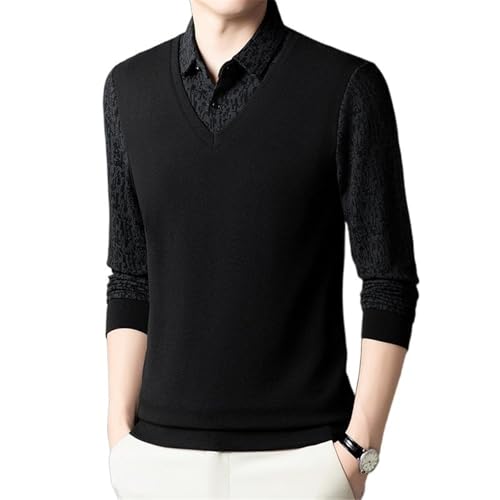 Chemise trompe-l'œil homme manches longues casual col rabattu automne