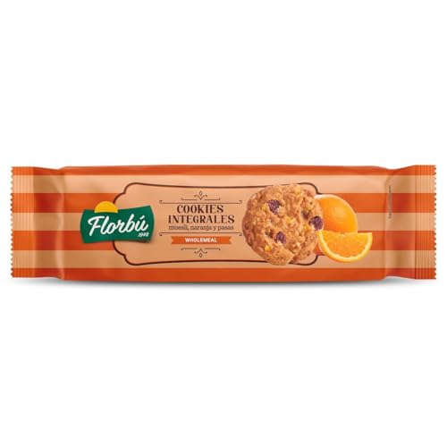 Florbu Galletas integrales con muesli, naranja y pasas, bolsa 120g