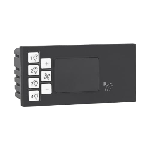 Image of Legrand Allzy Remote Control Unit | 4 Module, RC Control, PMMA Mechanism, Polycarbonate, IP20 Rated, Control Fan and Light | Suitable For Office, Hotel, Residence | 681254 (Pack of 1, Matt Black)