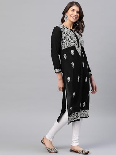 Image of Ada Hand Embroidered Lucknowi Chikankari Cotton Kurta for Women A341075