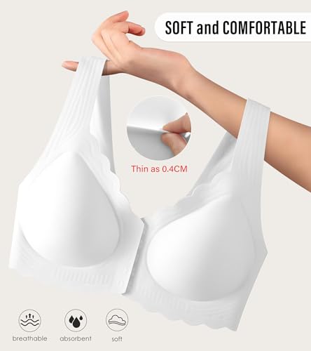 Image of Front Closure Bras for Women Seamless Wireless Push Up Bra No Underwire Full Coverage Comfort Bras Mastectomy Bralettes