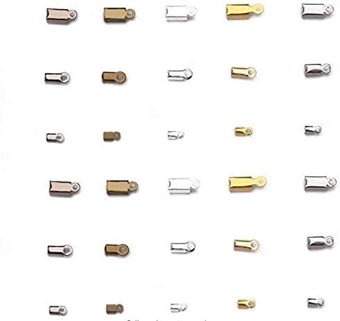 Forise 400pcs Crimp Cord Ends Antique Bronze/Gold/Silver/Gun Black/Rhodium Leather Cord Ends Caps Clasps Connectors for Jewelry Making Necklaces Bracelets