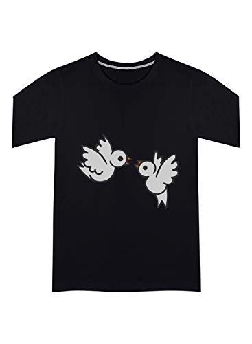 Image of CreativiT Graphic Printed T-Shirt for Unisex Love Birds Tshirt | Casual Half Sleeve Round Neck T-Shirt | 100% Cotton | D00585-41