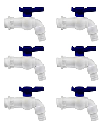 Image of BATH GURU Heavy Duty PVC White Nozzle Bib Cock Tap for Bathroom Kitchen & Garden (Pack of 6)