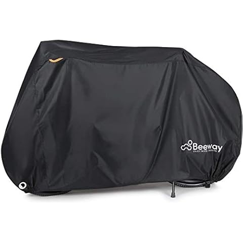 BEEWAY Bike Cover, Waterproof Bicycle Cover Indoor Outdoor Storage - 210T Nylon with Pu Coating, Safty Straps, Lock-holes, Fits for Most Bikes up to 29" Cover