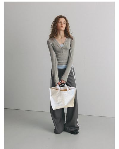 Image of Large Tote Bags for Women PVC Clear Totes Bag Plastic Carry All Bag Kraft Paper Shoulder Handbag Hobo for Work Travel