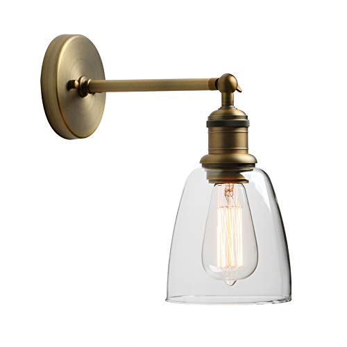 Yosoan Lighting Industrial Loft Bar Sconce Wall Lights Fittings, Retro Wall Lamp with Bell Glass Shade for Kitchen Island Bedroom Corridor Restaurant (Antique)