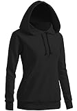 CLOVERY Women's Long Sleeve Pocket Pullover Hoodies Black Large