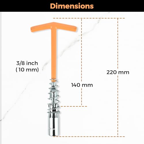 Image of 16mm T Handle Spark Plug Wrench (CE-60042) | Heavy-Duty Spark Plug Removal Tool | Steel Socket with Spring Grip | Ideal for Motorcycles, Scooters & Small Engines